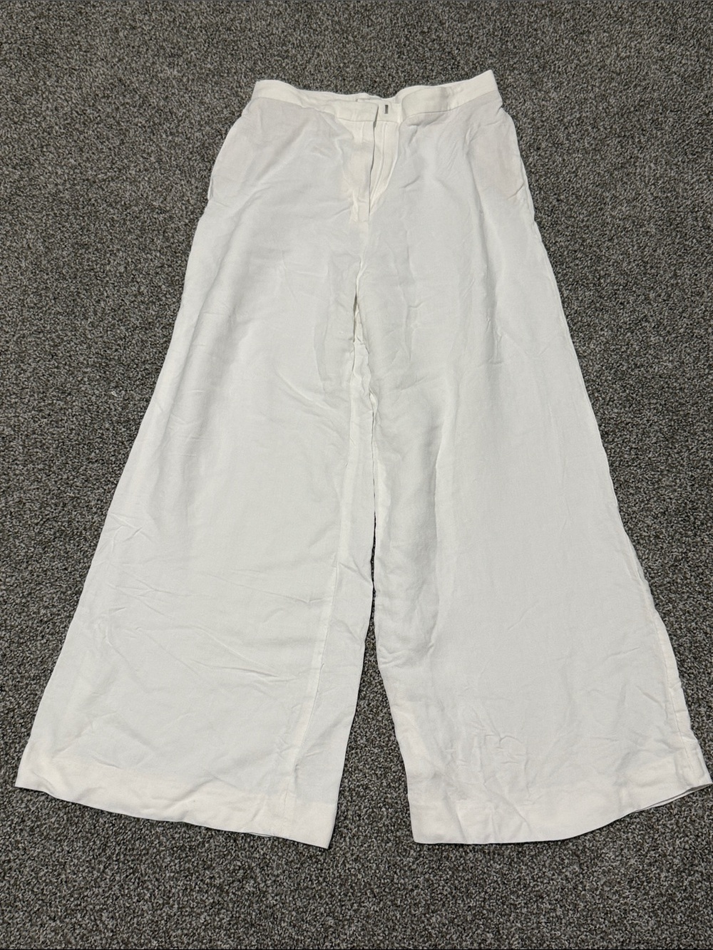 COS Wide-Leg Linen-Blend Pants in White 8